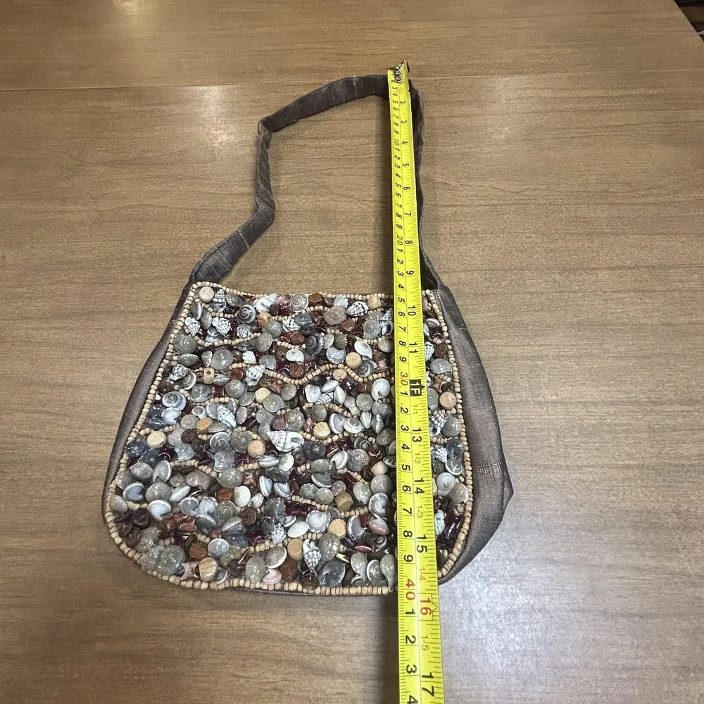 Shell Shoulder Bag Womens Small Multicolor Beaded Beach Party Purse Handbag